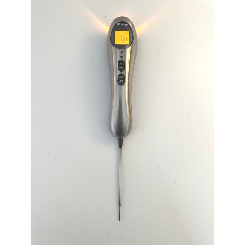 Polder Silver Digital Meat Thermometer with Torch Light